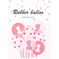 Zestaw balonów na roczek -dziewczynka, Pink Girl